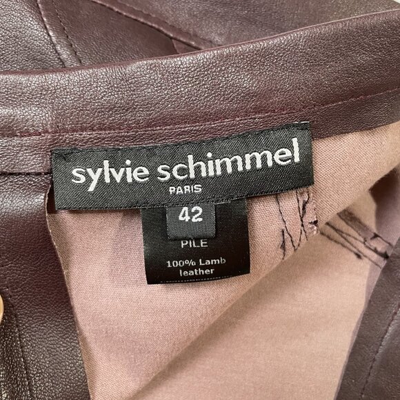 Sylvie Schimmel Paris Oxblood Lambskin Leather Pencil Skirt Size EU 42 - Picture 11 of 12